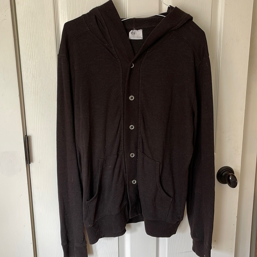 Brown Button Down Hooded Sweater